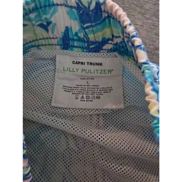 Lot‎ of Lilly Pulitzer Boys Capri Swim Trunks Blue White Size Large - Picture 6 of 7